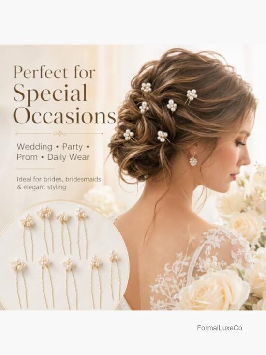 9pcs Pearl Hair Pins Set, Leaf Rhinestone Bobby Pins, Bridal Hair Clips for main image 5